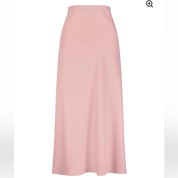 NWT Luxury Motif Satin Midi Skirt in Soft Pink - Picture 2 of 6
